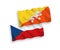 Flags of Czech Republic and Kingdom of Bhutan on a white background