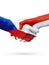 Flags Czech Republic, Monaco countries, partnership friendship handshake concept.