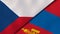 The flags of Czech Republic and Mongolia. News, reportage, business background. 3d illustration