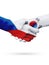 Flags Czech Republic, South Korea countries, partnership friendship handshake concept.