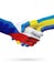 Flags Czech Republic, Sweden countries, partnership friendship handshake concept.
