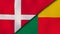 The flags of Denmark and Benin. News, reportage, business background. 3d illustration