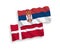 Flags of Denmark and Serbia on a white background