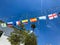 Flags of different countries in the center street of Rishon Le Zion, Israel