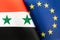 Flags of Egypt, European union. The concept of international relations between countries. The concept of an alliance or a