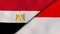 The flags of Egypt and Indonesia. News, reportage, business background. 3d illustration