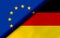 Flags of the EU and Germany divided diagonally