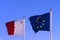 Flags of the EU and Malta