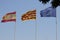 Flags of EU, Spain, Catalunia, Tarragona