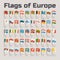 Flags of Europe in cartoon style