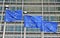 Flags of European Union at European Commission building in Brussels