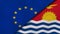 The flags of European Union and Kiribati. News, reportage, business background. 3d illustration
