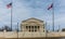 Flags flying in front of the Mississippi Supreme Court