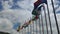 Flags flying at a tourist monument in southern Brazil