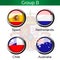 Flags - football Brazil, group B - Spain, Netherlands, Chile, Australia