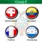 Flags - football Brazil, group E - Switzerland, Ecuador, France, Honduras