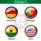 Flags - football Brazil, group G - Germany, Portugal, Ghana, USA