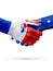 Flags France, Australia countries, partnership friendship handshake concept.