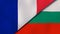 The flags of France and Bulgaria. News, reportage, business background. 3d illustration