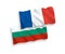 Flags of France and Bulgaria on a white background