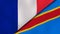 The flags of France and DR Congo. News, reportage, business background. 3d illustration