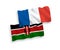 Flags of France and Kenya on a white background