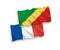Flags of France and Republic of the Congo on a white background