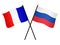 Flags of France and Russia in 3D isolated on white background