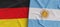 Flags of Germany and Argentina. Linen flag close-up. Flag made of canvas. German, Berlin. Benos Aires. State national symbols. 3d