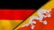 The flags of Germany and Bhutan. News, reportage, business background. 3d illustration