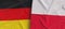 Flags of Germany and Poland. Linen flag close-up. Flag made of canvas. German, Berlin. Polish. State national symbols. 3d