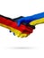 Flags Germany, Ukraine countries, partnership friendship handshake concept.