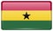 Flags Ghana in the form of a magnet on refrigerator with reflections light.