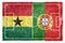 Flags of Ghana and Portugal on soccer field