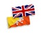 Flags of Great Britain and Kingdom of Bhutan on a white background