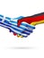 Flags Greece, Germany countries, partnership friendship handshake concept.