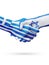 Flags Greece, Israel countries, partnership friendship handshake concept.