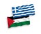 Flags of Greece and Palestine on a white background