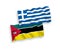 Flags of Greece and Republic of Mozambique on a white background