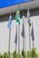 Flags hoisted, state of Mato Grosso do Sul flag, Brazil flag and