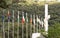 Flags in honor of the Italian immigrant erected in the city of Silveira Martins State of RS Brazil
