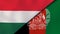 The flags of Hungary and Afghanistan. News, reportage, business background. 3d illustration