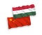 Flags of Hungary and China on a white background