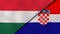The flags of Hungary and Croatia. News, reportage, business background. 3d illustration