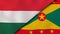 The flags of Hungary and Grenada. News, reportage, business background. 3d illustration
