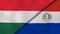 The flags of Hungary and Paraguay. News, reportage, business background. 3d illustration
