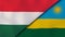 The flags of Hungary and Rwanda. News, reportage, business background. 3d illustration