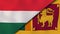The flags of Hungary and Sri Lanka. News, reportage, business background. 3d illustration