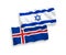 Flags of Iceland and Israel on a white background