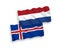 Flags of Iceland and Netherlands on a white background